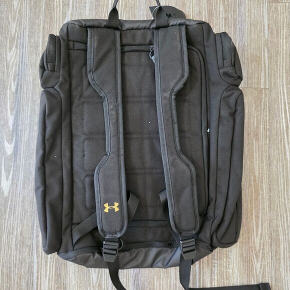 UA Under Armour Project Rock Duffle Backpack Bag Black Gold Gym New 1376459-002 - Picture 10 of 16
